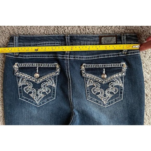 Earl Jeans Womens Size 6 Blue Straight Leg Embellished Medium Wash Denim Classic - Picture 9 of 14